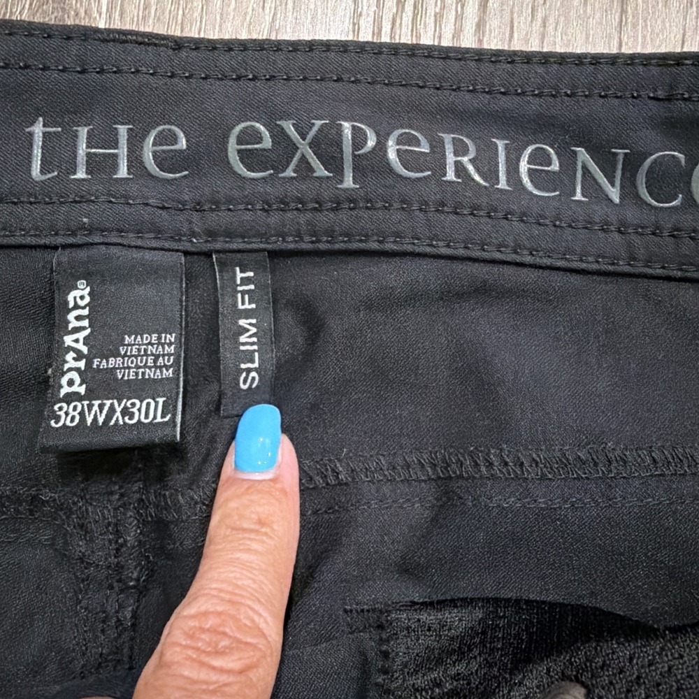 Prana Brion Pants Men 38x30 Black Slim Fit Nylon Stretch Outdoor Hiking Camping - Picture 5 of 8